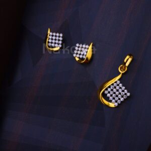 916 Gold CZ Hallmark Delicate Ladies Fancy Pendant Set FPS519