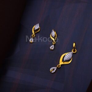 916 Gold CZ Hallmark Designer Ladies Fancy Pendant Set FPS518