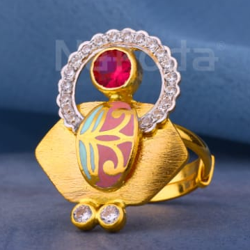916 Gold CZ Hallmark Classic Ladies Antique Ring LAR369 - Image 2