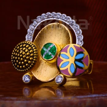 916 Gold Hallmark Stylish Ladies Antique Ring LAR358 - Image 2