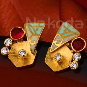 916 Gold CZ Ladies Stylish Antique Earring LAE24 - Image 2