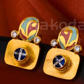 916 Gold Ladies Fancy Hallmark Antique Earring LAE13 - Image 2