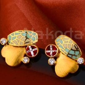 916 Gold Ladies Classic Hallmark Antique Earring LAE10 - Image 2