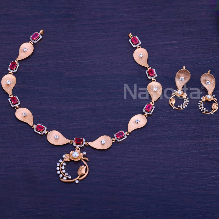 750 rose gold ladies classic necklace set rn411