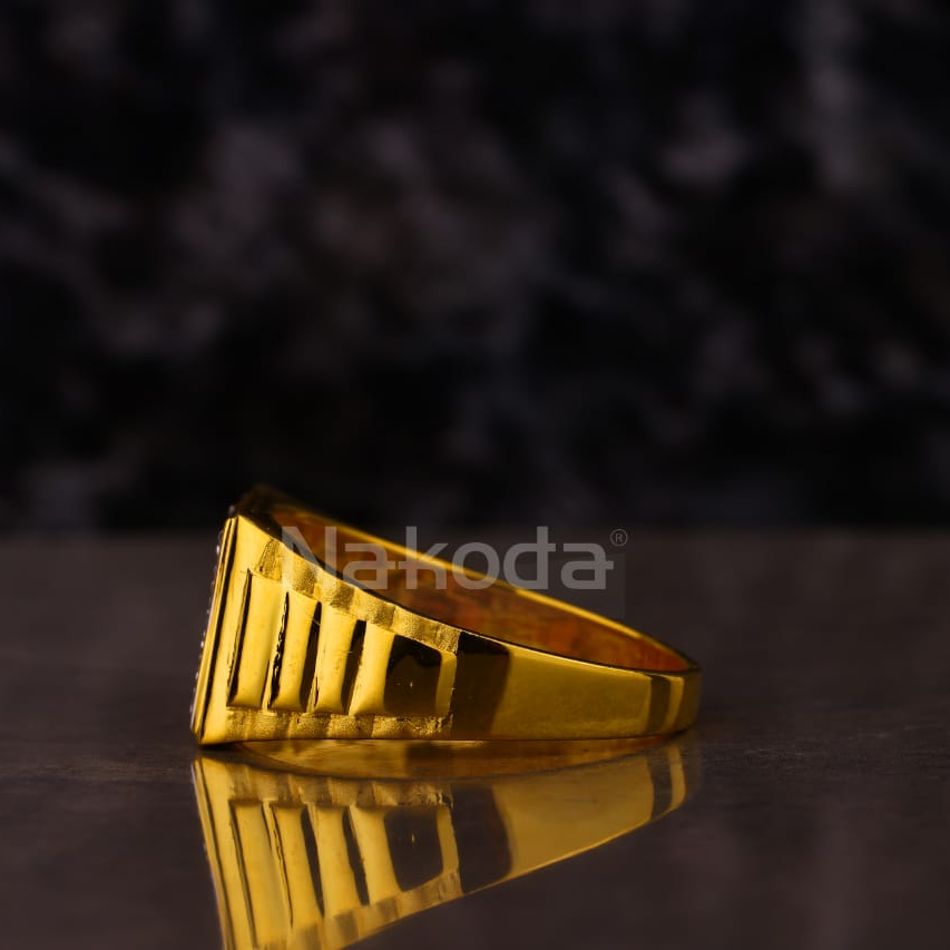 916 Gold CZ Hallmark Stylish Men's Ring MR868 - Image 2