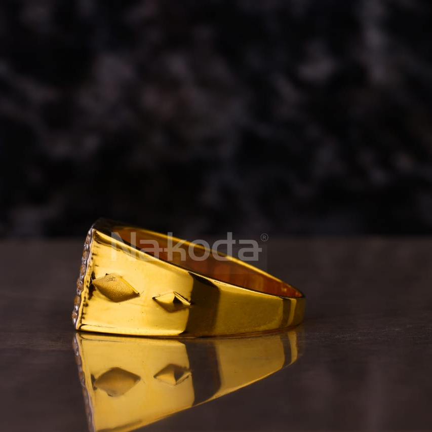 916 Gold CZ Hallmark Fancy Men's Ring MR866 - Image 2