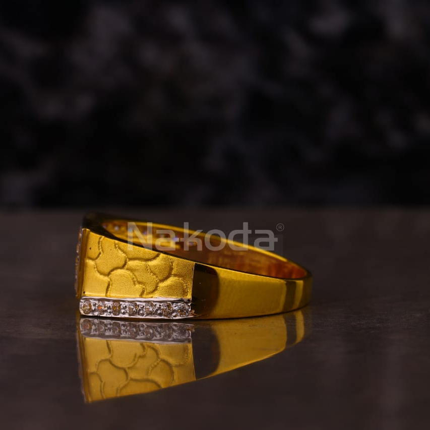 916 Gold CZ Hallmark Delicate Men's Ring MR863 - Image 2