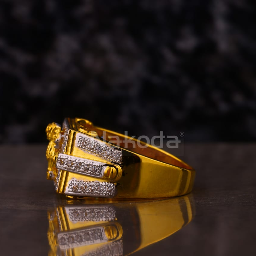 916 Gold CZ Men's Delicate Ring MR859 - Image 2