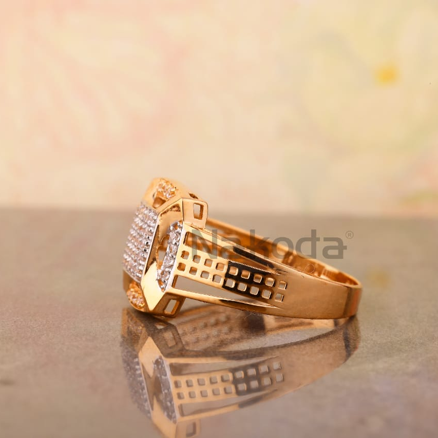 750 Rose Gold CZ Men's Delicate Ring RMR108 - Image 2