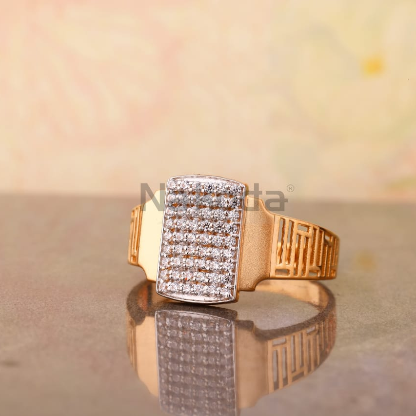 750 Rose Gold CZ Men's Ring RMR110