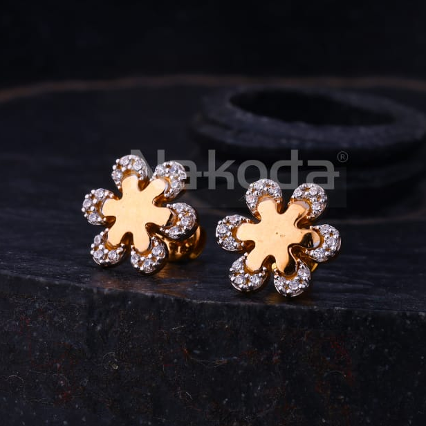 750 Rose Gold Hallmark Fancy Ladies Earrings RE316
