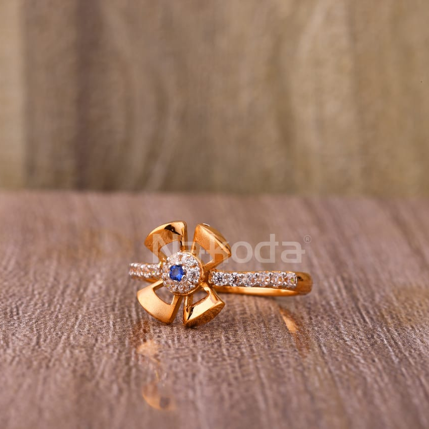 750 Rose Gold CZ Hallmark Stylish Ladies Ring RLR921