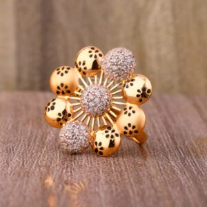 750 Rose Gold CZ Stylish Ladies Ring RLR914