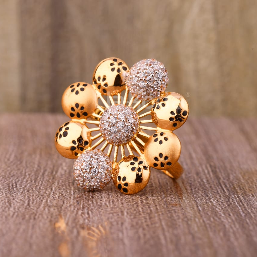 750 Rose Gold CZ Stylish Ladies Ring RLR914