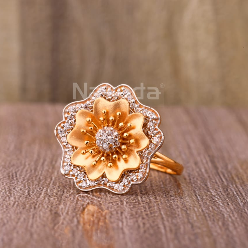 750 Rose Gold CZ Delicate Ladies Ring RLR918