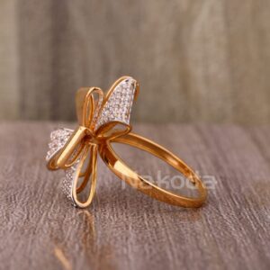 750 Rose Gold CZ Ladies Designer Ring RLR919