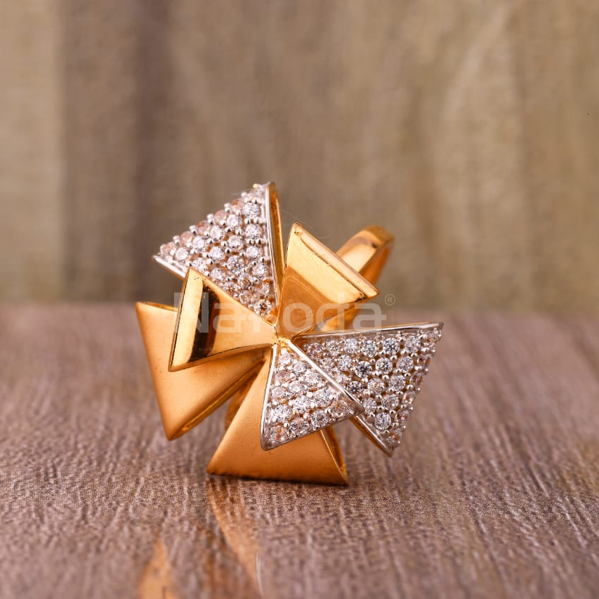750 Rose Gold CZ Ladies Designer Ring RLR919