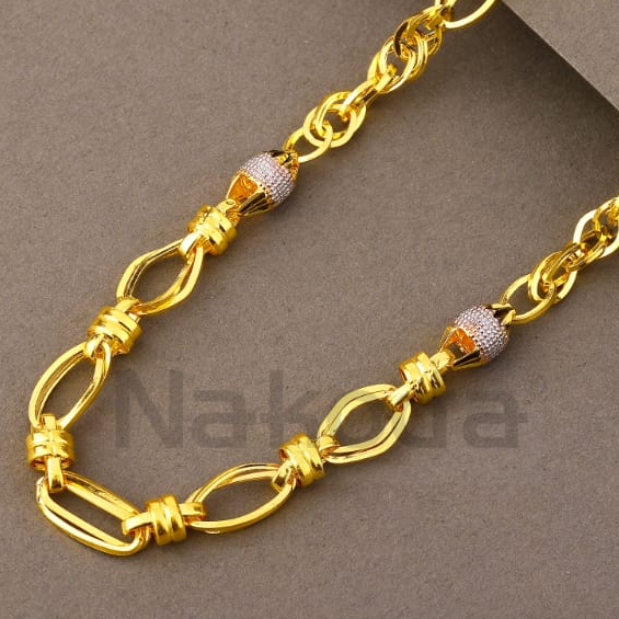 916 Gold CZ Hallmark Men's Stylish Choco Chain MCH824 - Image 2