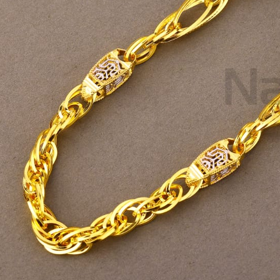 916 Gold CZ Hallmark Men's Delicate Choco Chain MCH828 - Image 2