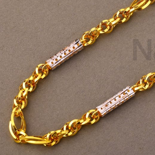 916 Gold CZ Hallmark Men's Designer Choco Chain MCH829 - Image 2