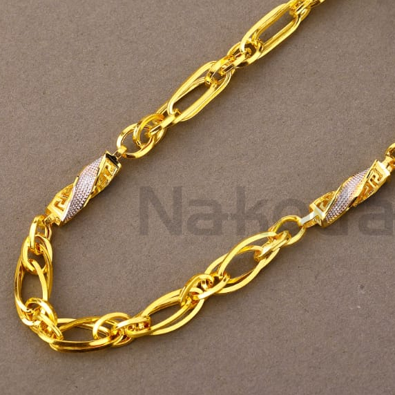 916 Gold CZ Men's Stylish Choco Chain MCH832 - Image 2