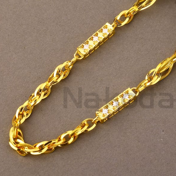 916 Gold CZ Men's Fancy Choco Chain MCH834 - Image 2