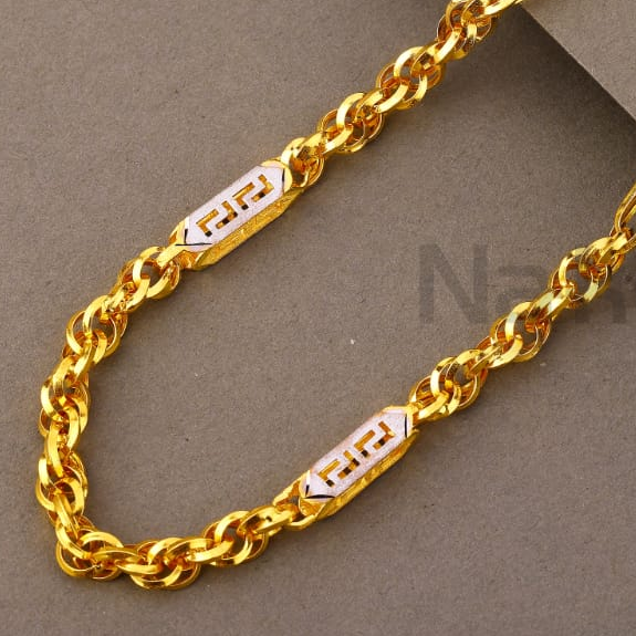 916 Gold Hallmark Men's Stylish Choco Chain MCH804 - Image 2
