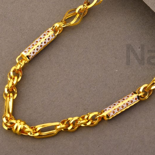 916 Gold Hallmark Men's Fancy Choco Chain MCH806 - Image 2