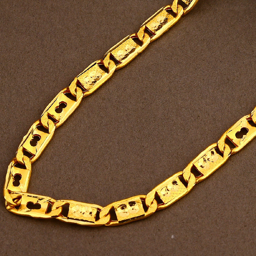 916 Gold CZ Hallmark Mens Hollow Chain MHC15 - Image 2