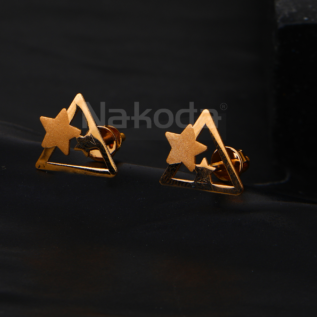750 Rose Gold Women's Stylish Hallmark Earring RE254