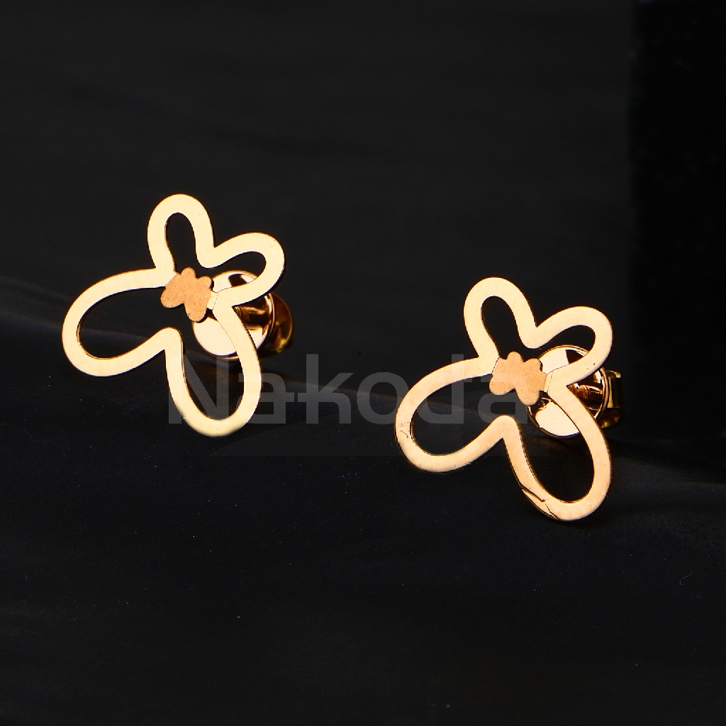 18CT Rose Gold CZ Hallmark Designer Women's Earring RE291