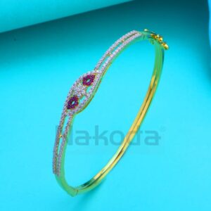 750 Gold CZ Ladies Classic Kada Bracelet LKB217