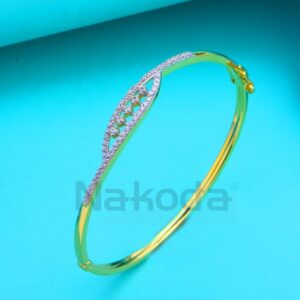 750 Gold CZ Ladies Kada Bracelet LKB216