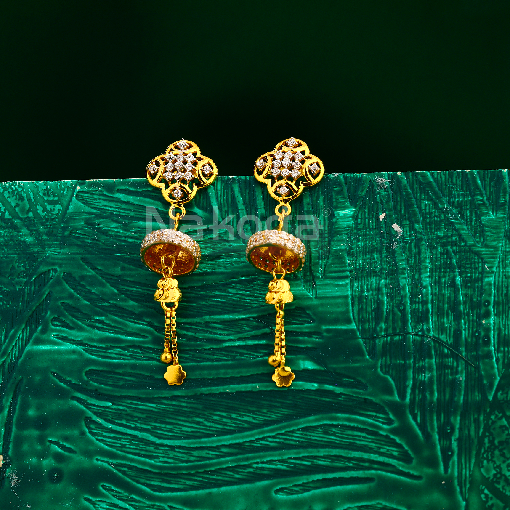 22CT Gold CZ Women's Designer Jhummar Earring LJE419