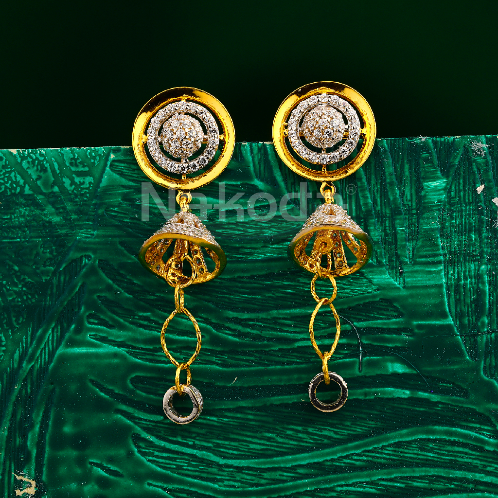 916 Gold Women's Hallmark Delicate Jhummar Earring LJE387