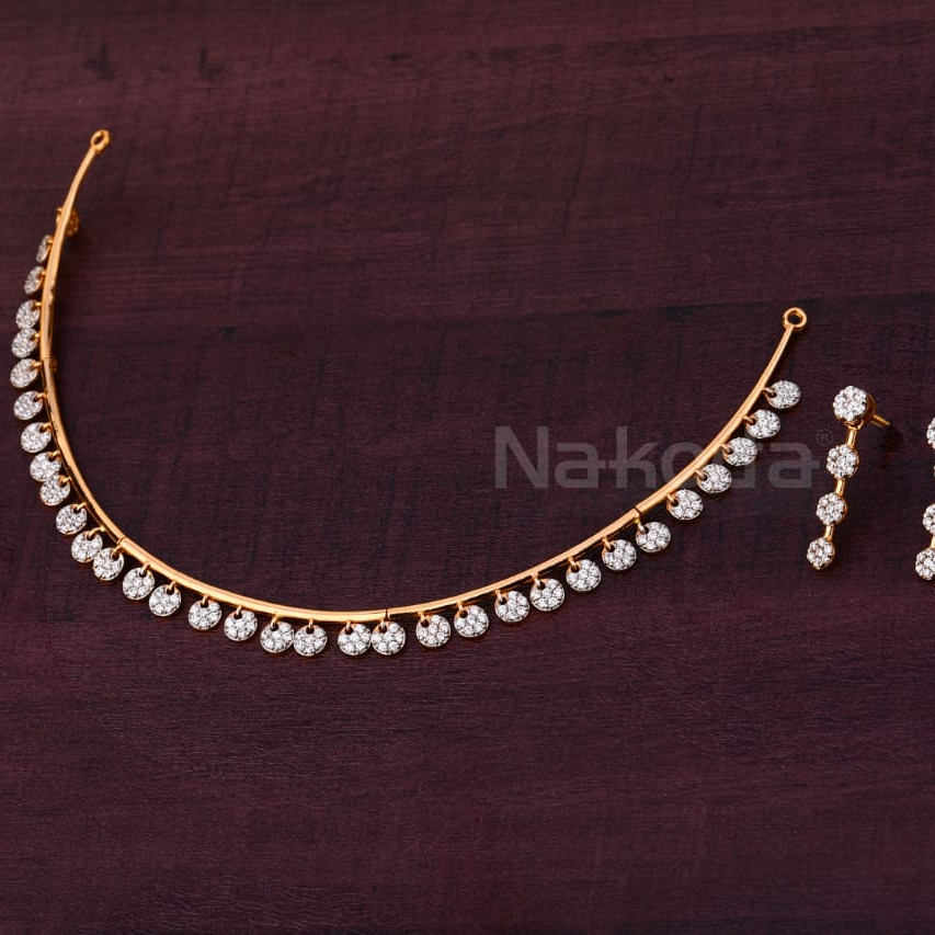 750 Rose Gold CZ Ladies Fancy Necklace Set RN393