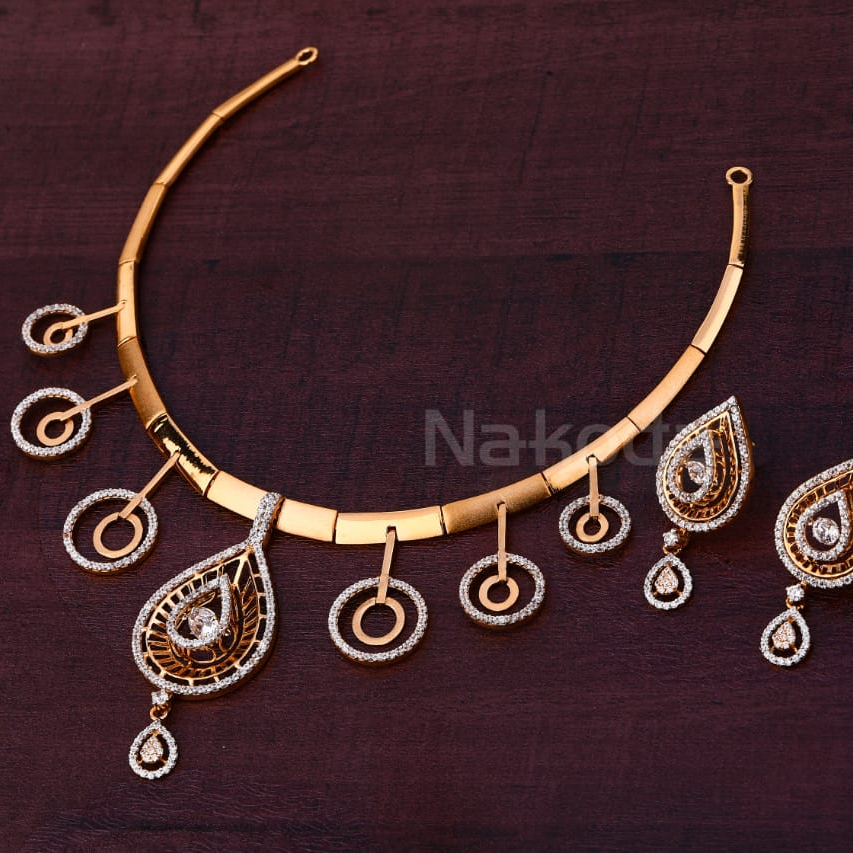 750 Rose Gold CZ Ladies Designer Necklace Set RN395 - Image 3