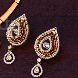 750 Rose Gold CZ Ladies Designer Necklace Set RN395 - Image 2