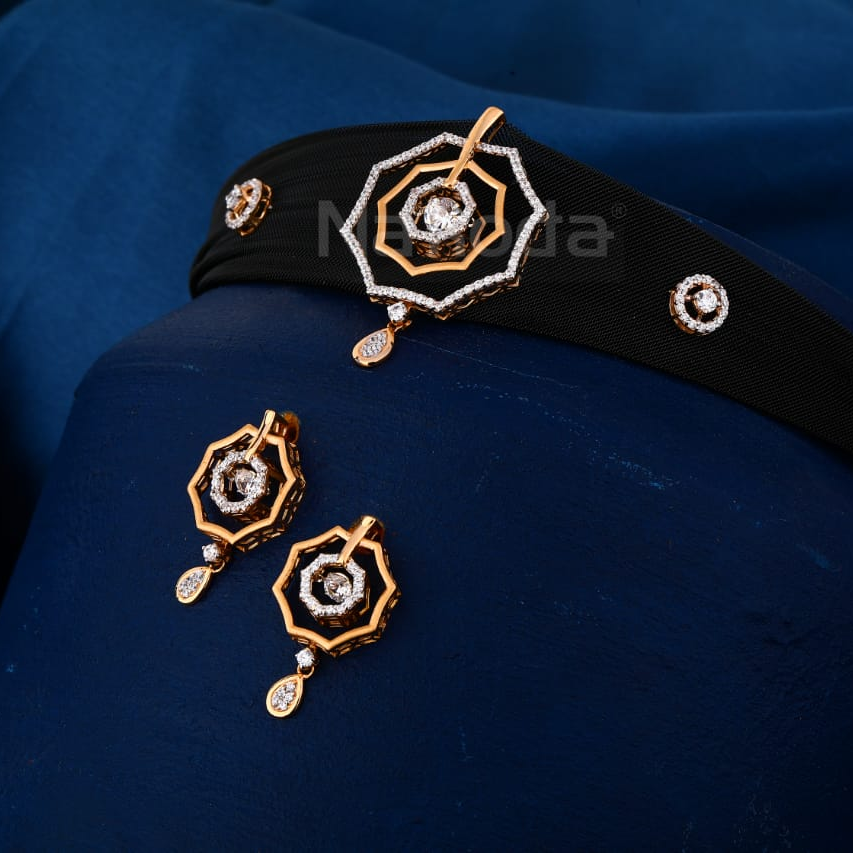 750 Rose Gold CZ Ladies Necklace Set RN398