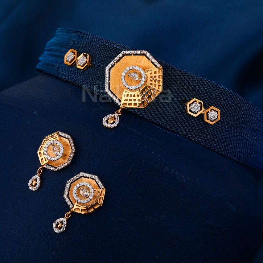 750 Rose Gold Hallmark Ladies Designer Necklace set RN403