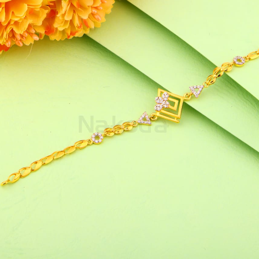 22KT Gold CZ Ladies Classic Bracelet LB517