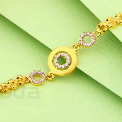 916 Gold CZ Ladies Delicate Bracelet LB561 - Image 2
