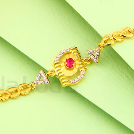 916 Gold Ladies Delicate Bracelet LB569 - Image 2