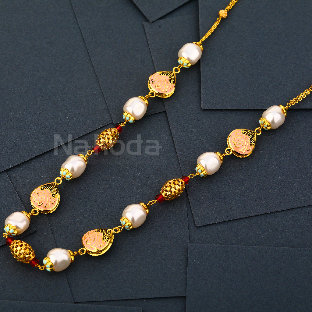 916 Gold Women's Hallmark Designer Antique Chain Mala AC307