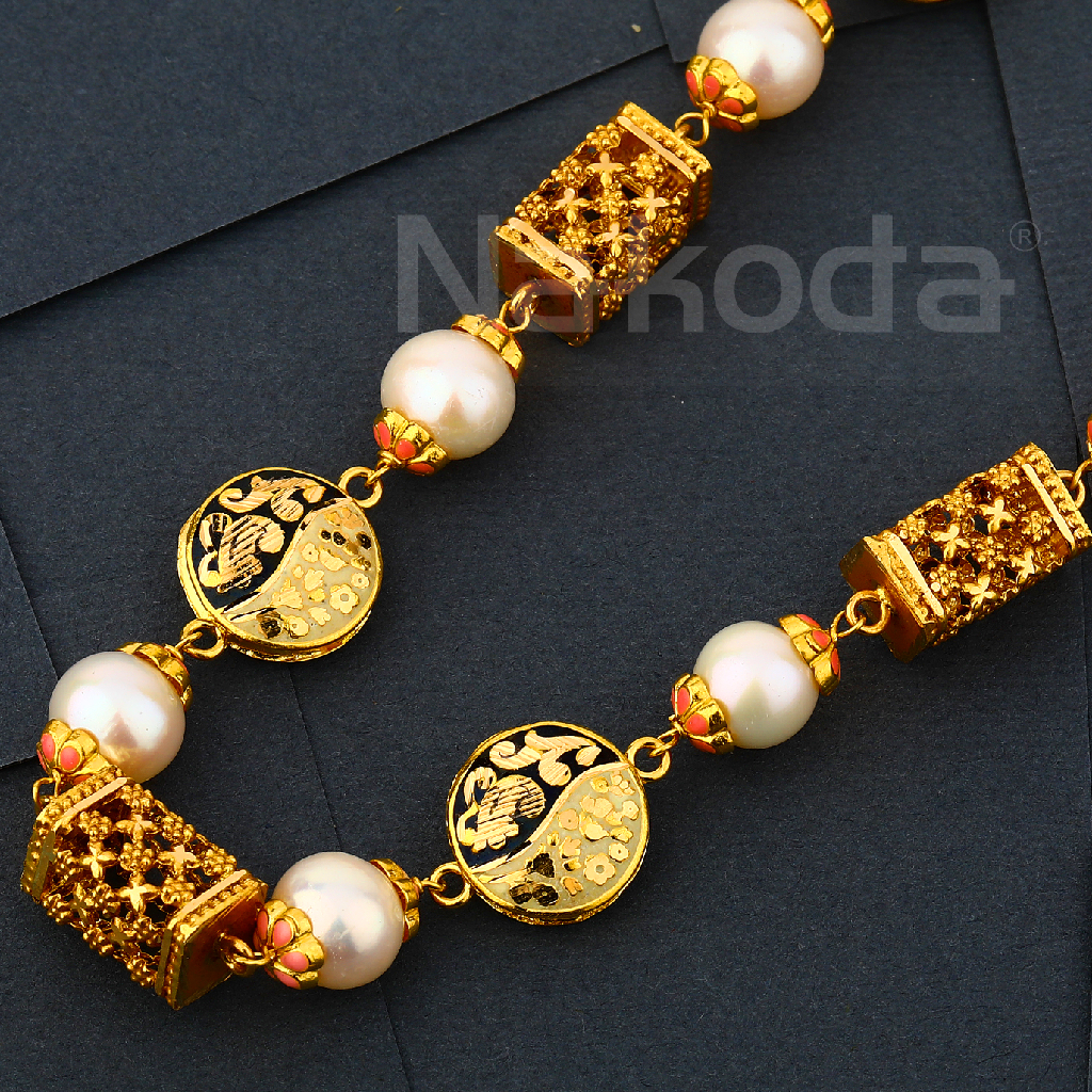 916 Gold Ladies Designer Antique Chain Mala AC315 - Image 2