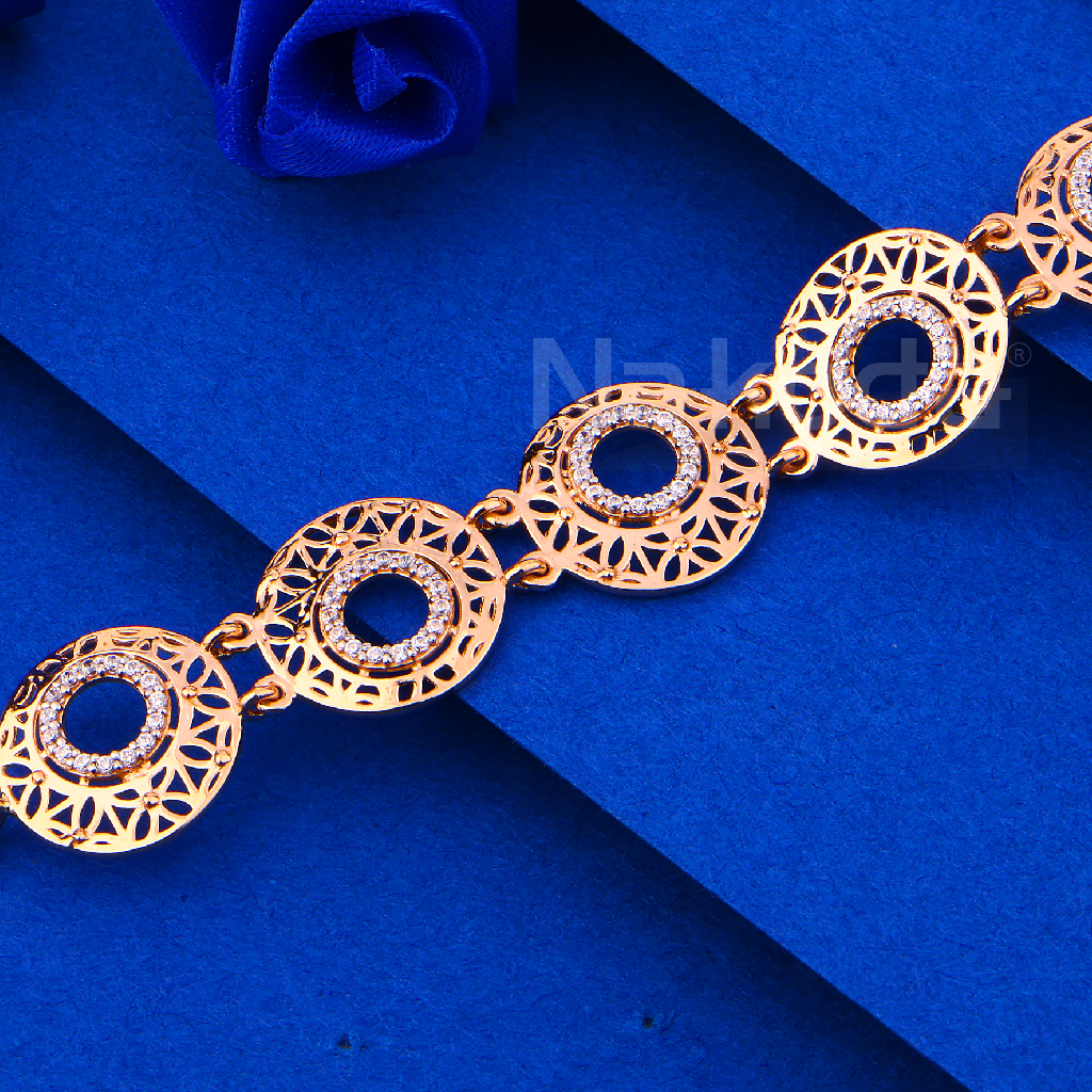 750 Rose Gold Women's Delicate CZ Bracelet RLB115 - Image 2