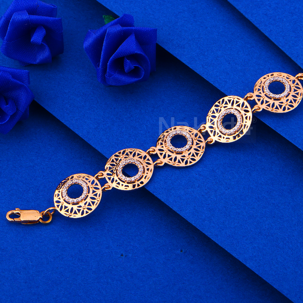 750 Rose Gold Women's Delicate CZ Bracelet RLB115