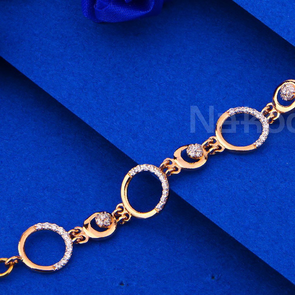 750 Rose Gold Women's Designer CZ Bracelet RLB116 - Image 2