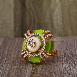 750 Rose Gold CZ Ladies Stylish Ring RLR908