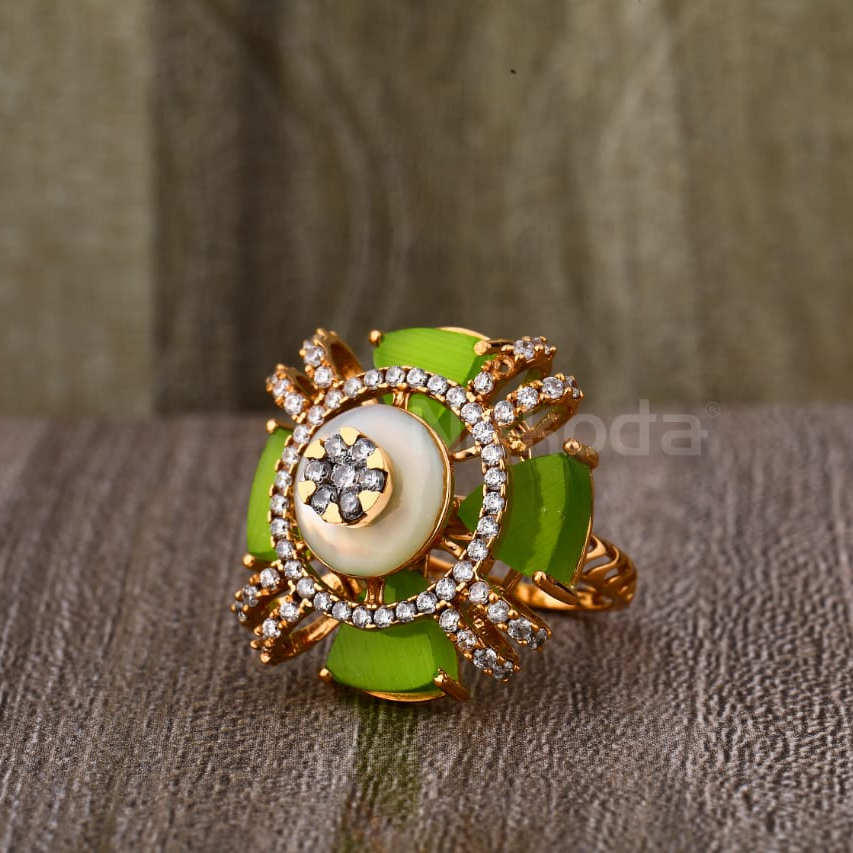 750 Rose Gold CZ Ladies Stylish Ring RLR908